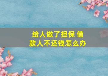 给人做了担保 借款人不还钱怎么办